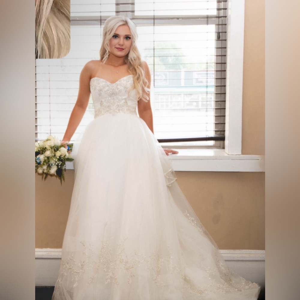 Gorgeous Casablanca Bridal wedding gown and veil